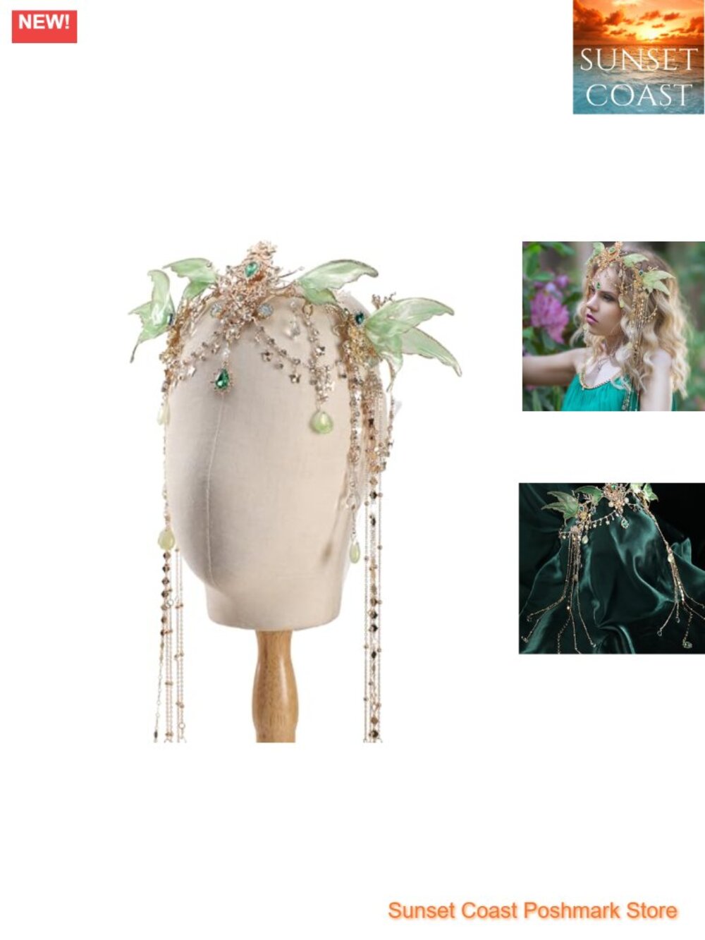 FRESHME Fairy Elf Crown Butterfly Wings Renaissance Cosplay Headpiece